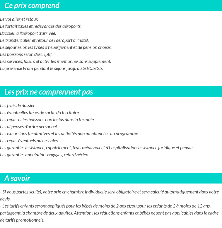 Conditions tarifaires