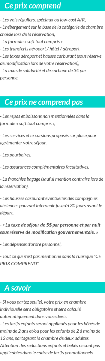 Conditions tarifaires