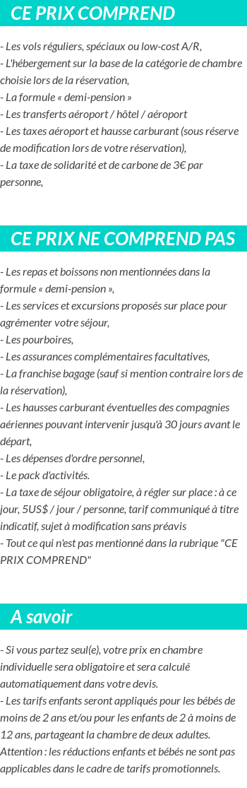 Conditions tarifaires