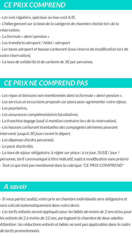 Conditions tarifaires