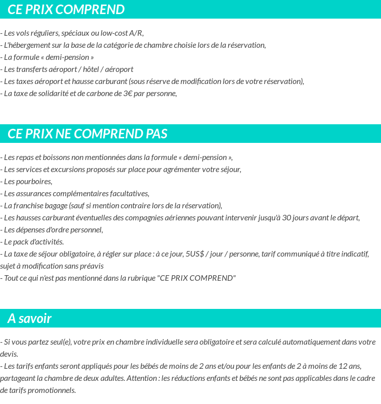 Conditions tarifaires