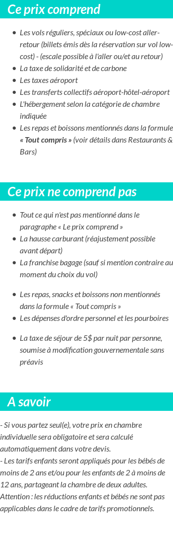 Conditions tarifaires