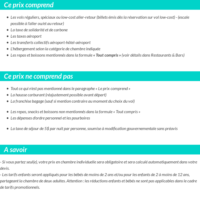 Conditions tarifaires