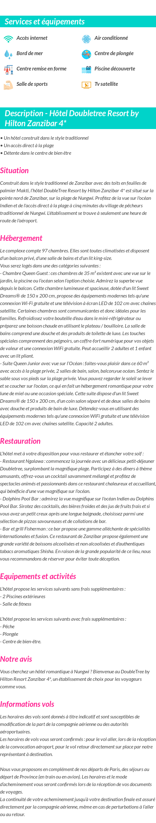 Détails du séjour
