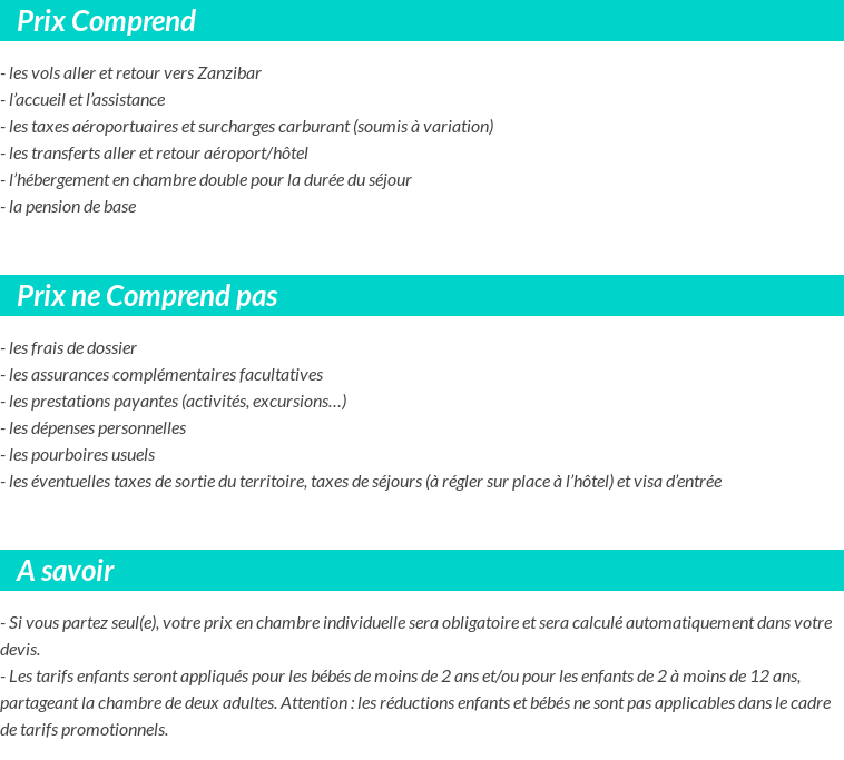 Conditions tarifaires