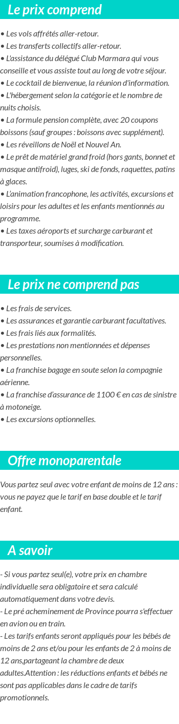 Conditions tarifaires