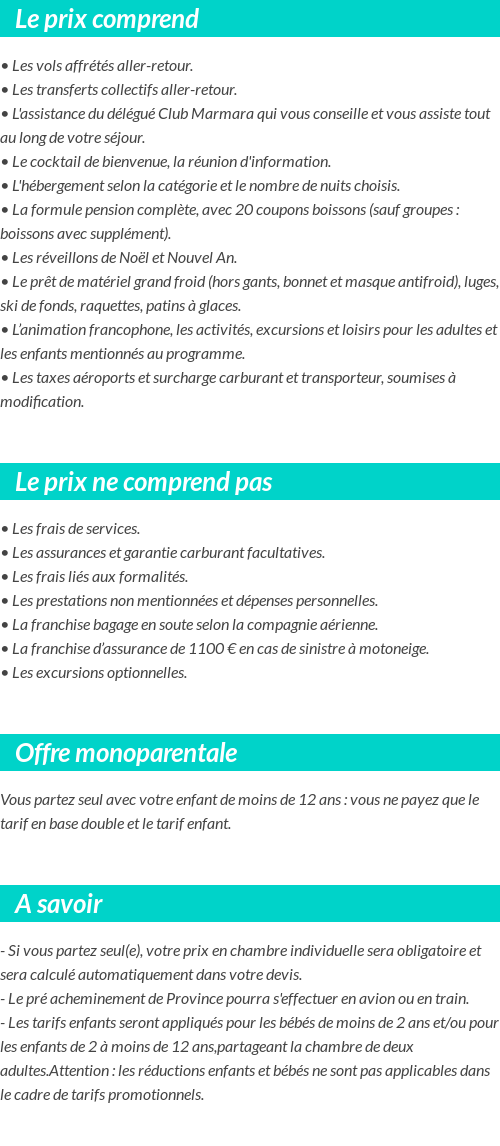 Conditions tarifaires