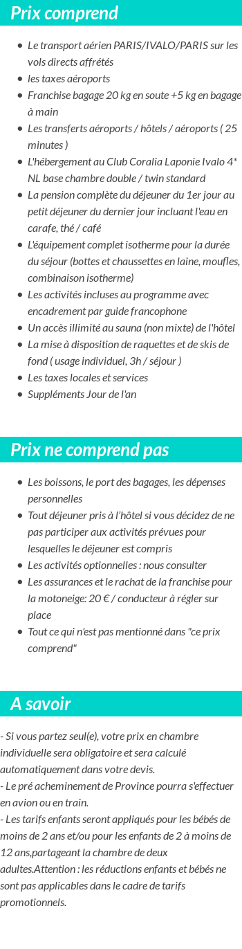 Conditions tarifaires