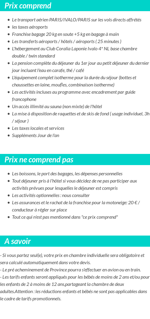 Conditions tarifaires