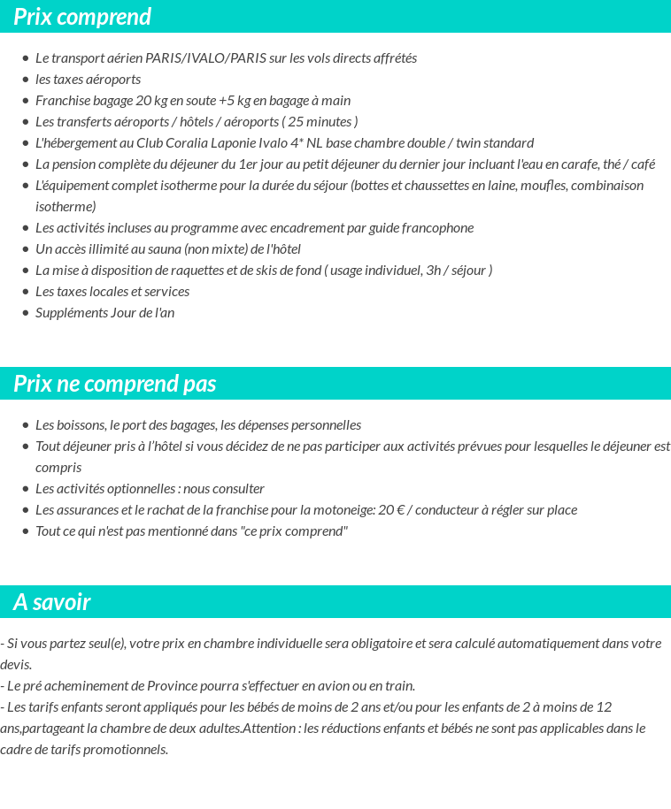 Conditions tarifaires