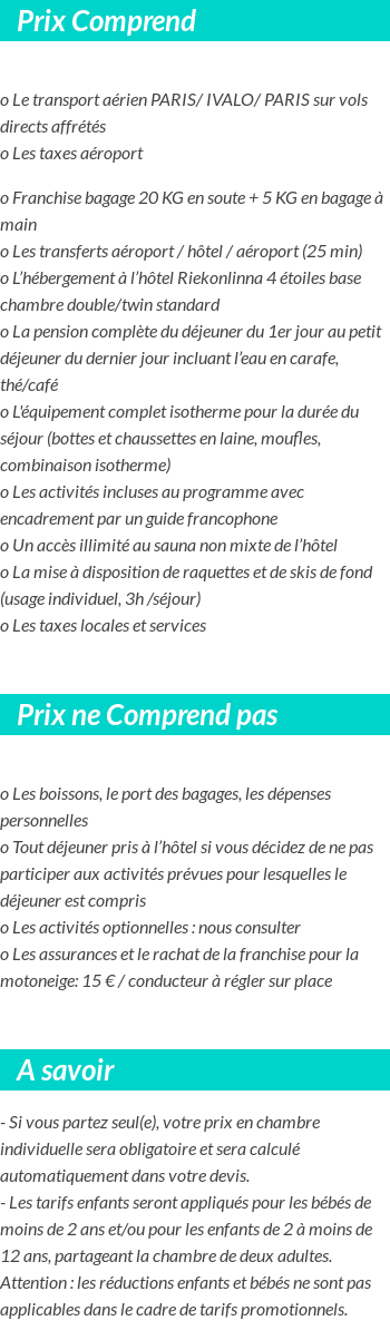 Conditions tarifaires