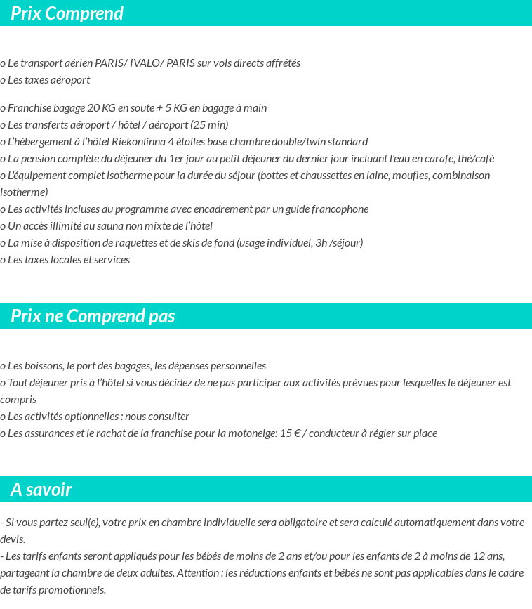 Conditions tarifaires