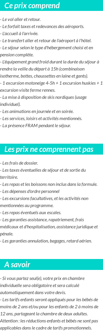 Conditions tarifaires