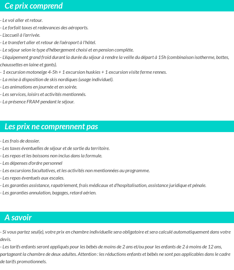 Conditions tarifaires