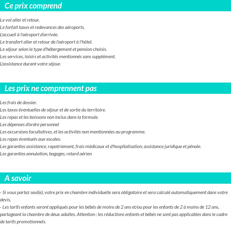Conditions tarifaires