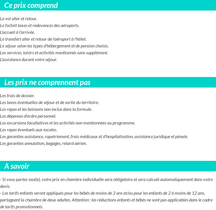 Conditions tarifaires