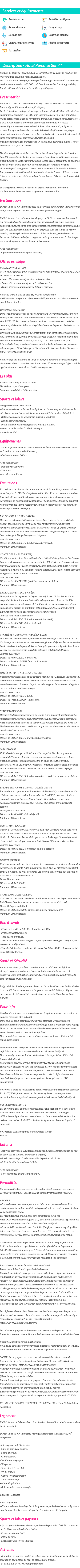 Détails du séjour