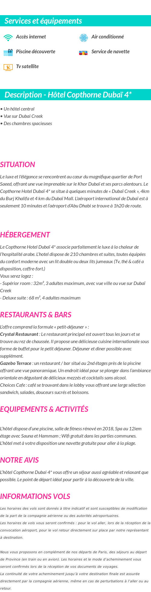Détails du séjour