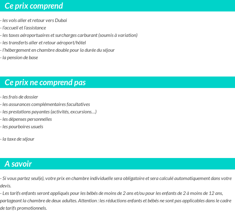 Conditions tarifaires