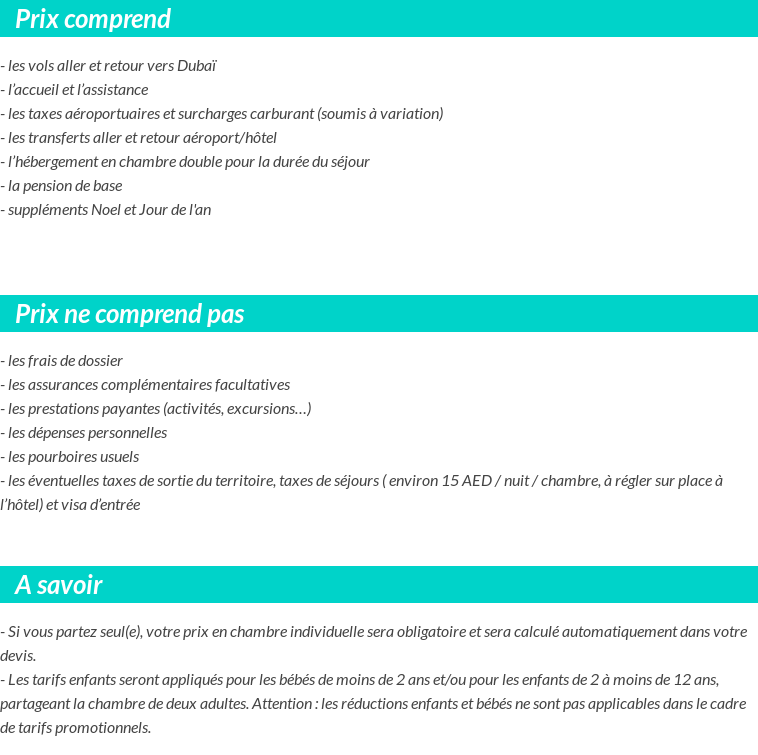 Conditions tarifaires