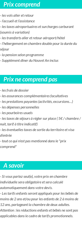 Conditions tarifaires