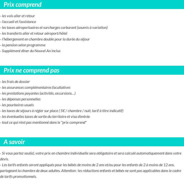 Conditions tarifaires