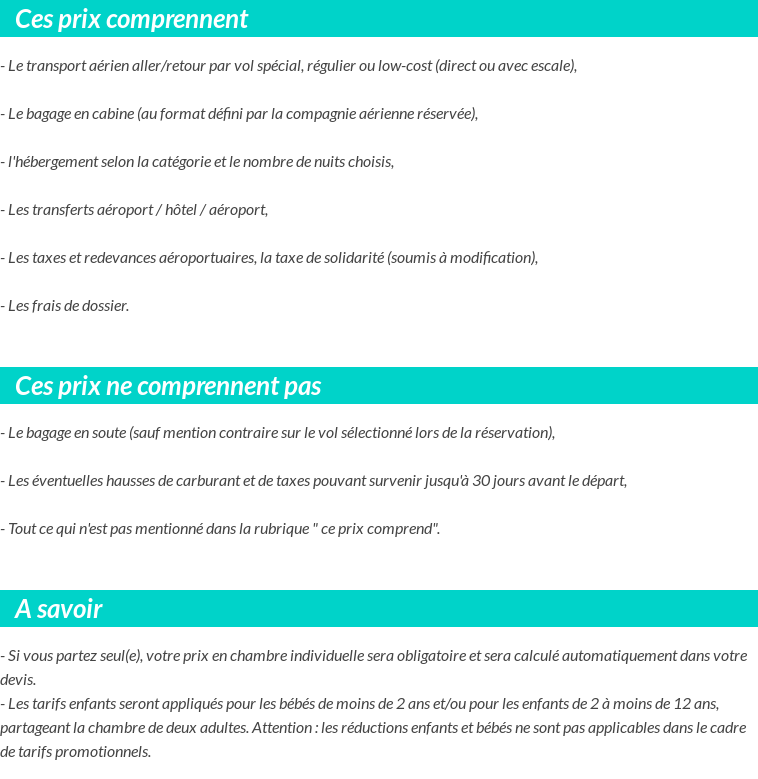 Conditions tarifaires