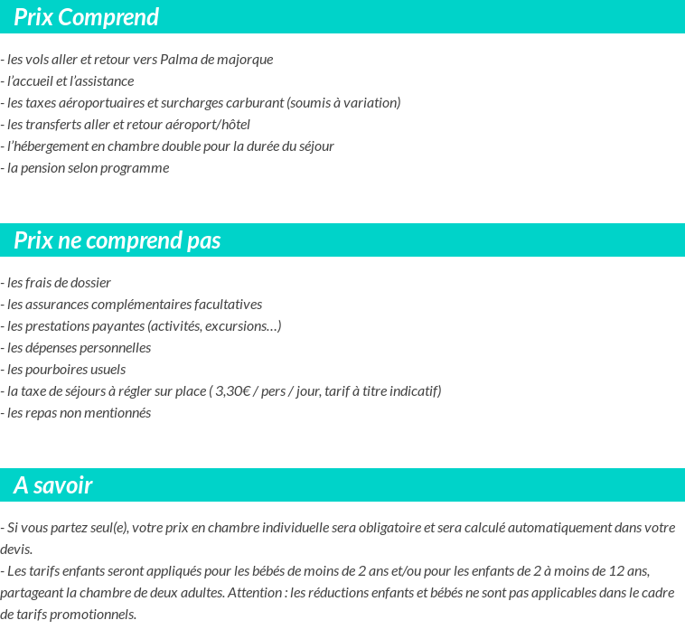 Conditions tarifaires