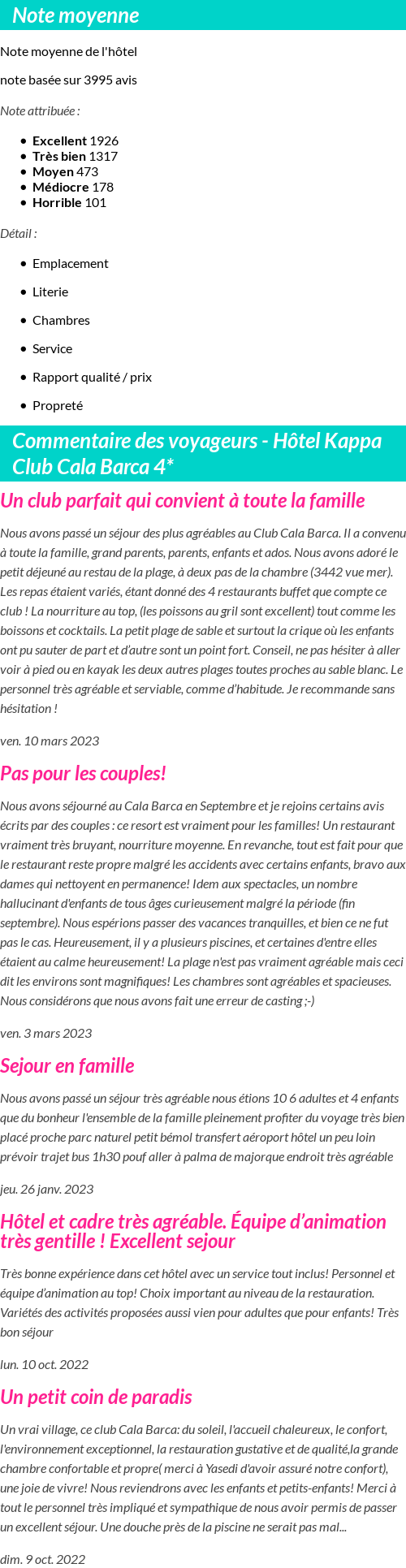 Avis clients