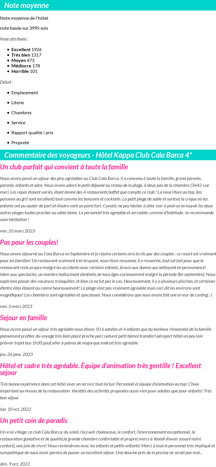 Avis clients