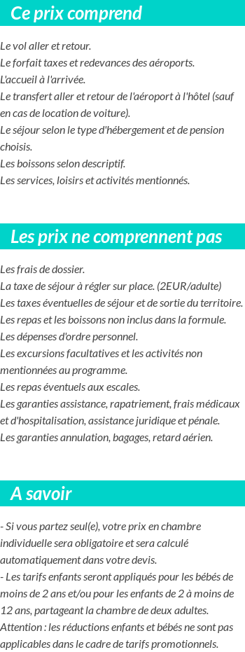 Conditions tarifaires