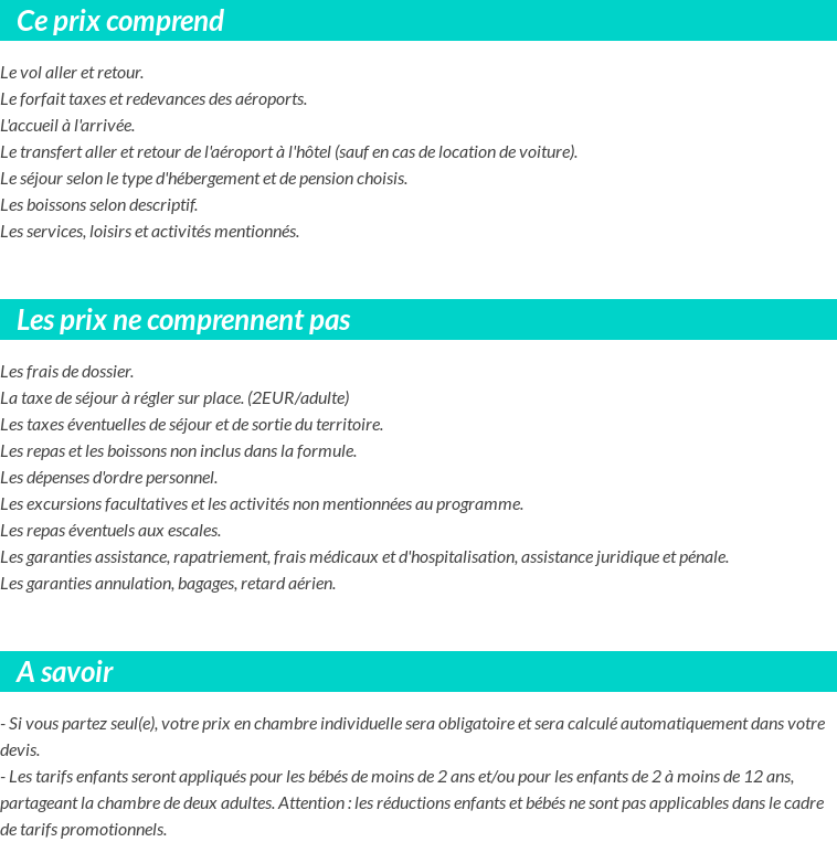 Conditions tarifaires
