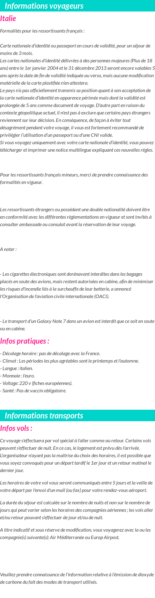 Formalités et infos voyageurs