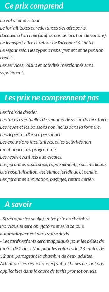 Conditions tarifaires