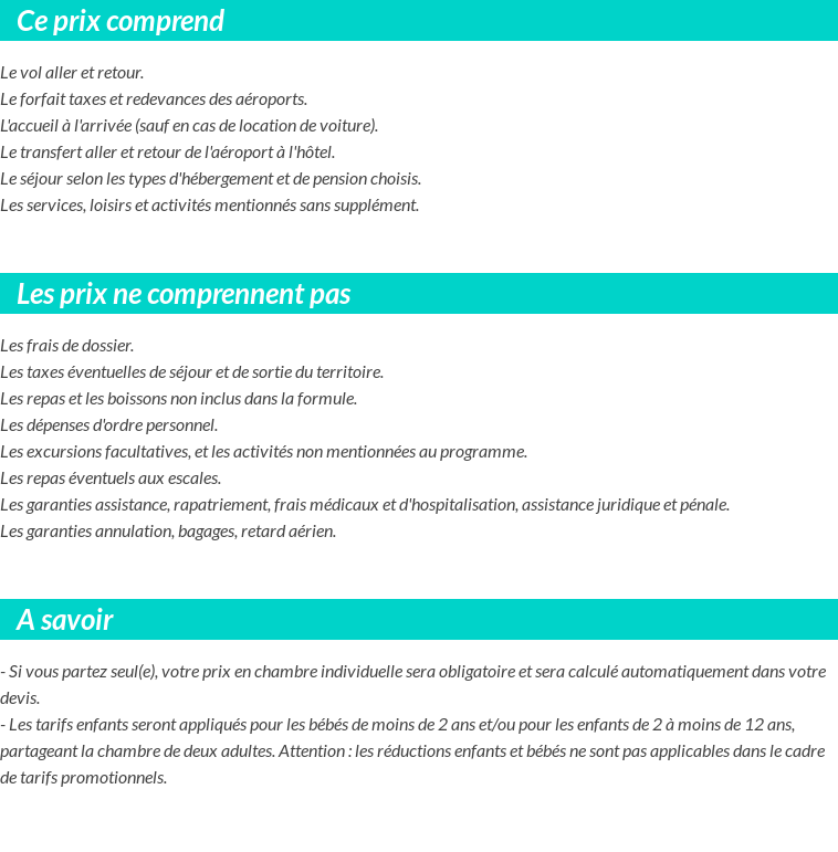 Conditions tarifaires