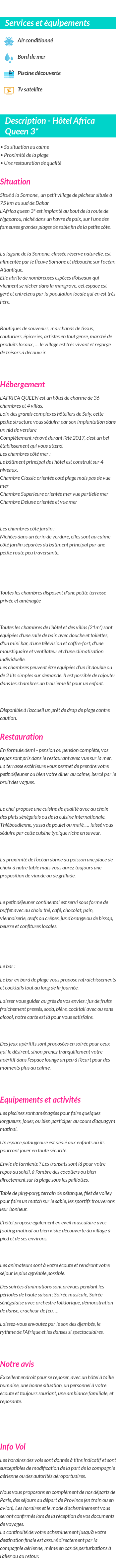 Détails du séjour