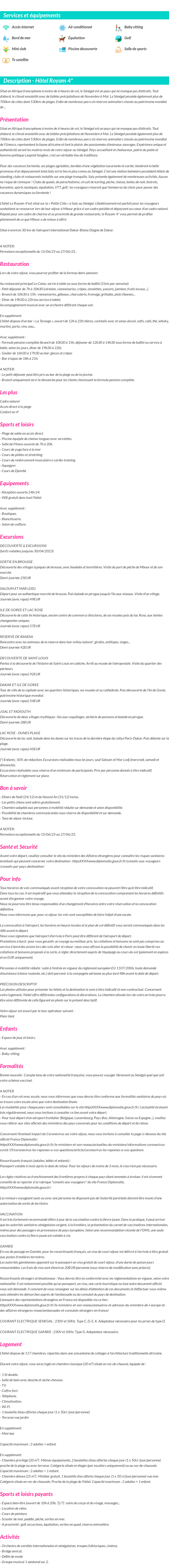 Détails du séjour