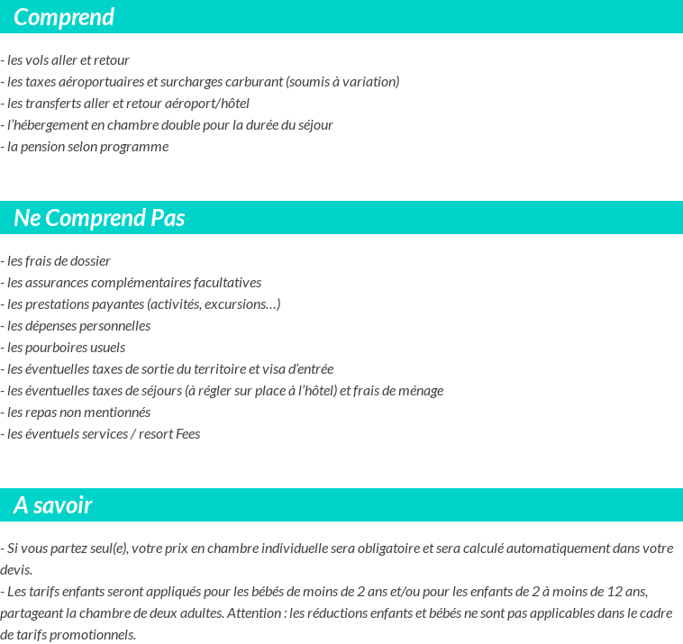 Conditions tarifaires