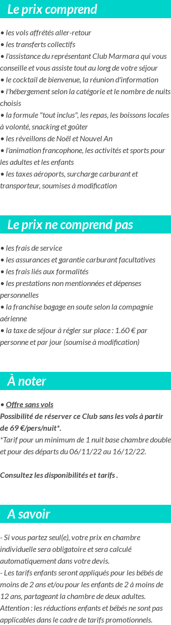 Conditions tarifaires
