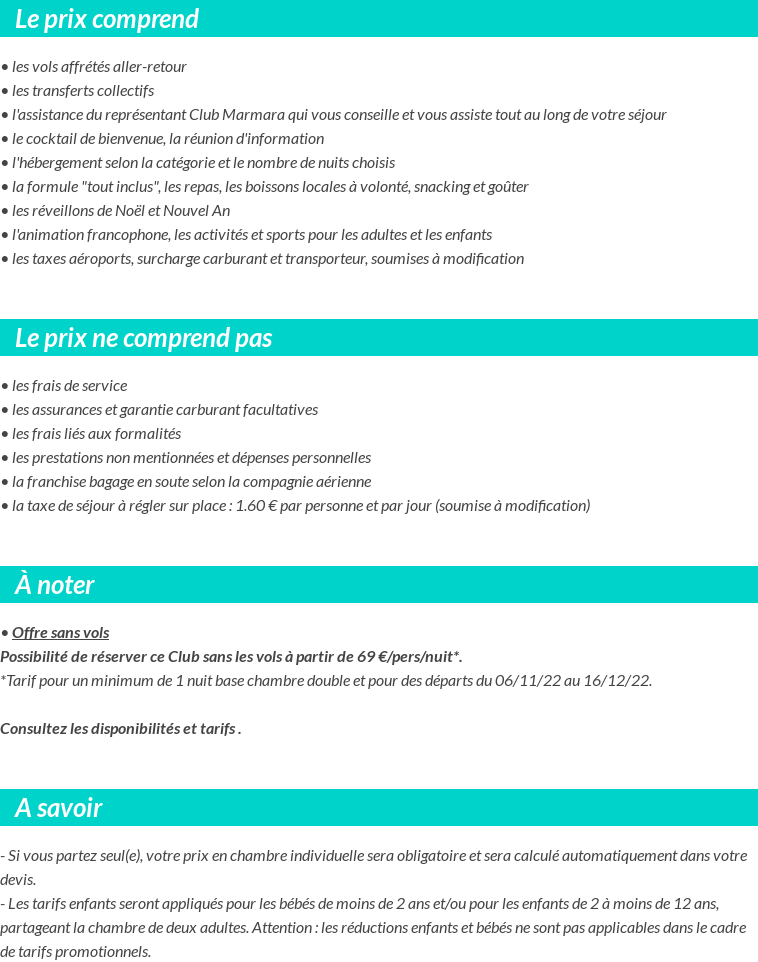 Conditions tarifaires