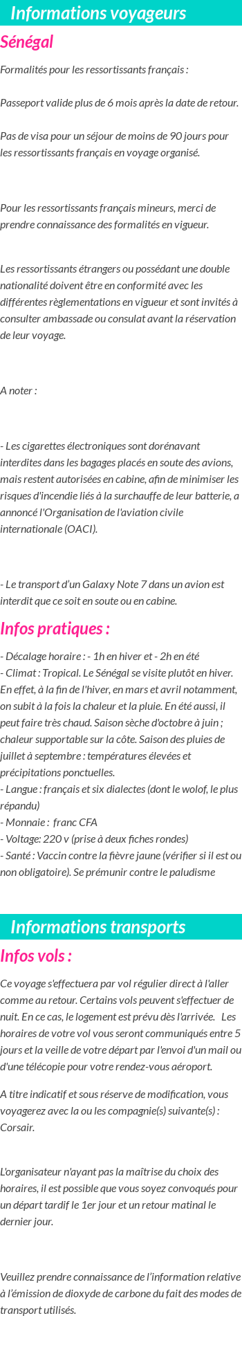 Formalités et infos voyageurs