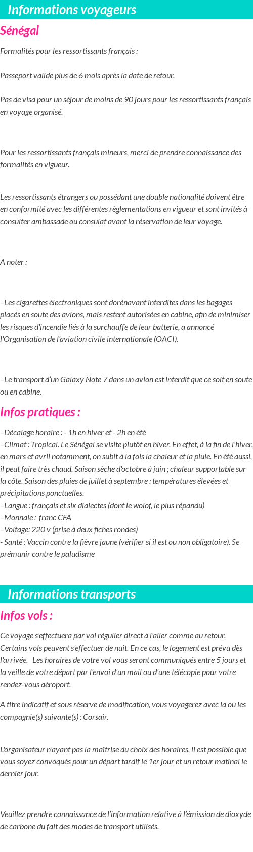 Formalités et infos voyageurs