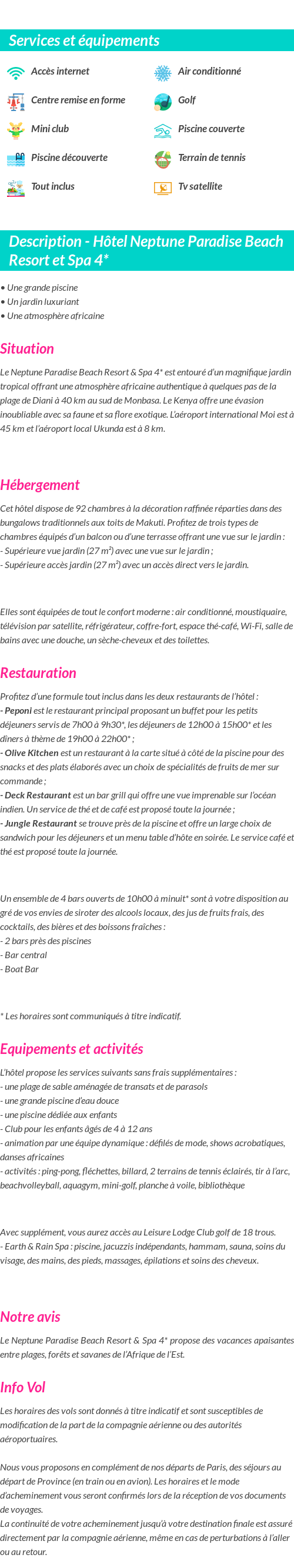 Détails du séjour