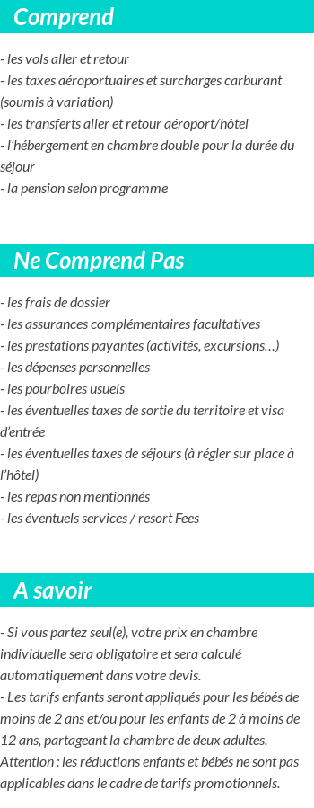 Conditions tarifaires