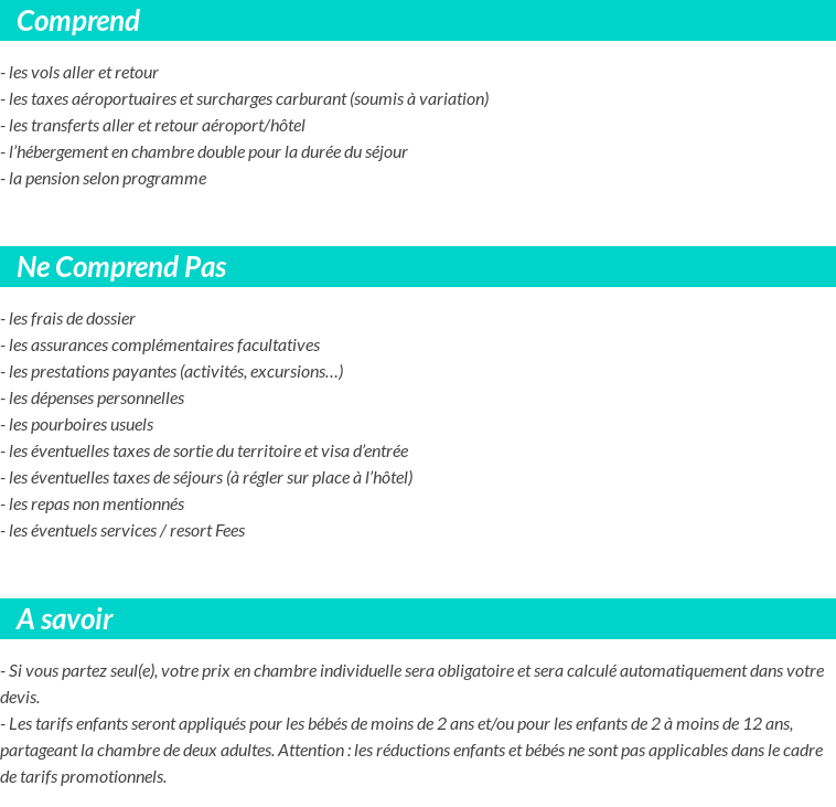 Conditions tarifaires