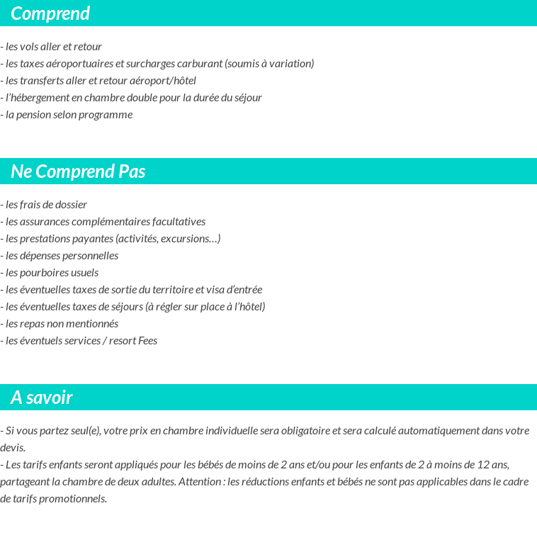 Conditions tarifaires