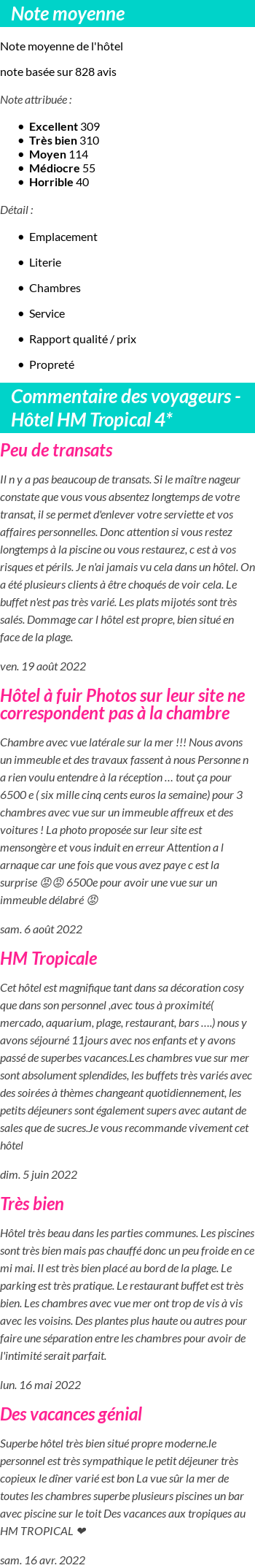 Avis clients