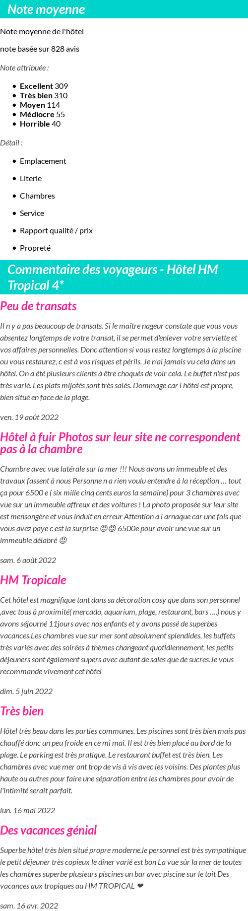 Avis clients