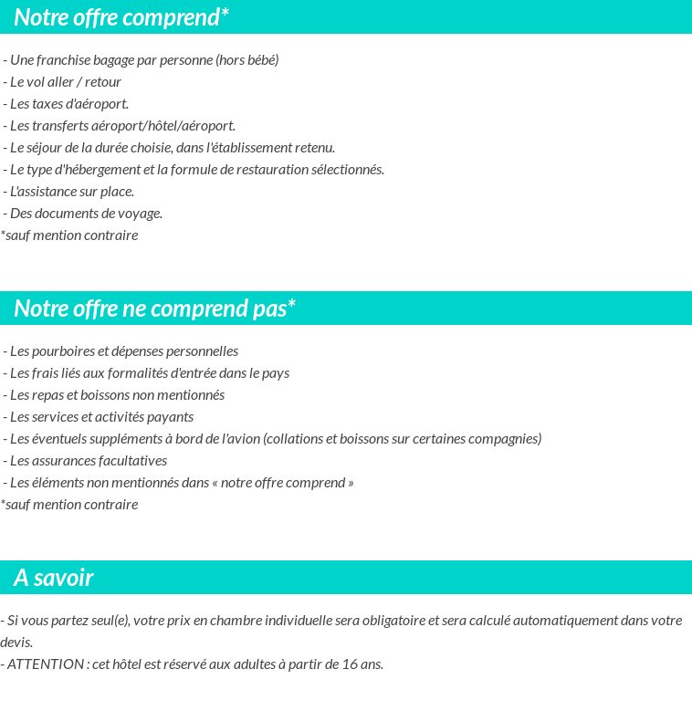 Conditions tarifaires