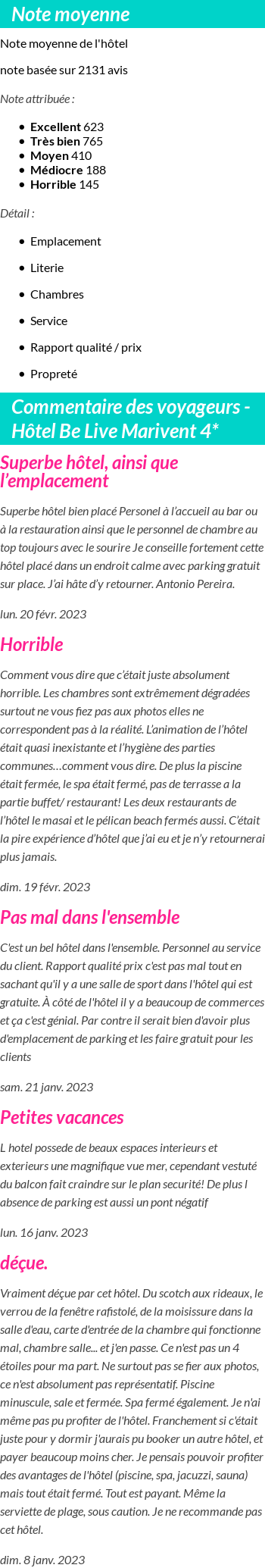 Avis clients